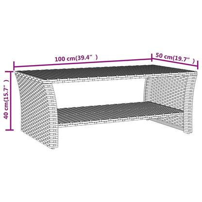Salontafel Fienne - 100x50x40 cm - poly rattan - zwart
