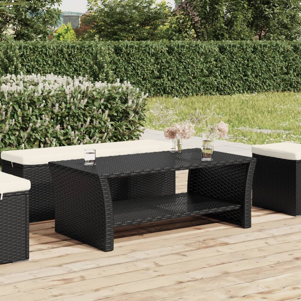 Salontafel Fienne - 100x50x40 cm - poly rattan - zwart