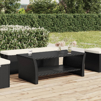 Salontafel Fienne - 100x50x40 cm - poly rattan - zwart