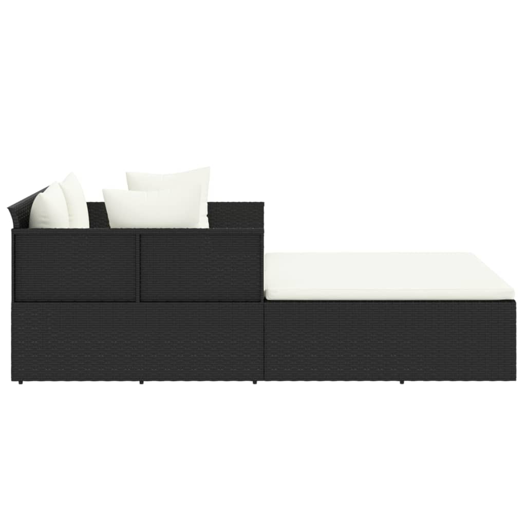 Ligbed Jelmer - 182x118x63 cm - met kussens - zwart
