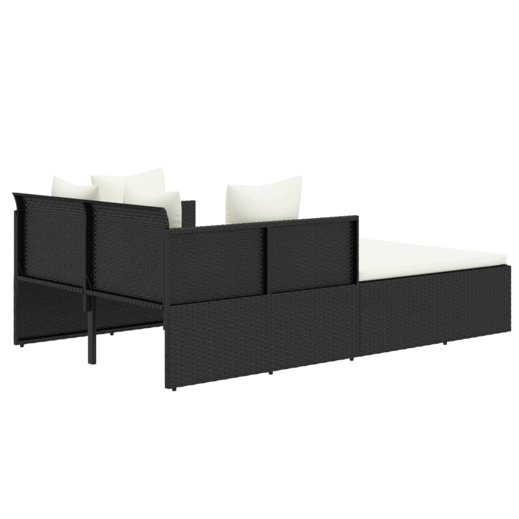 Ligbed Jelmer - 182x118x63 cm - met kussens - zwart