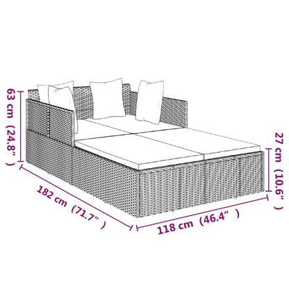 Ligbed Jelmer - 182x118x63 cm - met kussens - grijs