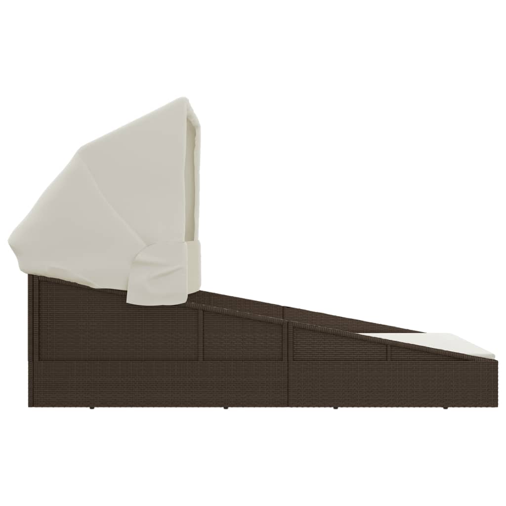 Ligbed Xandra - 200x114x128 cm - inklapbaar dak - bruin