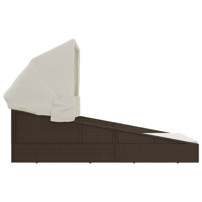 Ligbed Xandra - 200x114x128 cm - inklapbaar dak - bruin