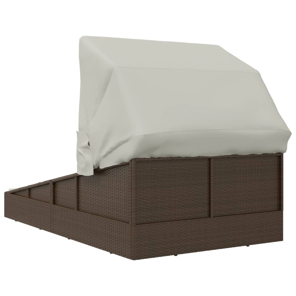 Ligbed Xandra - 200x114x128 cm - inklapbaar dak - bruin