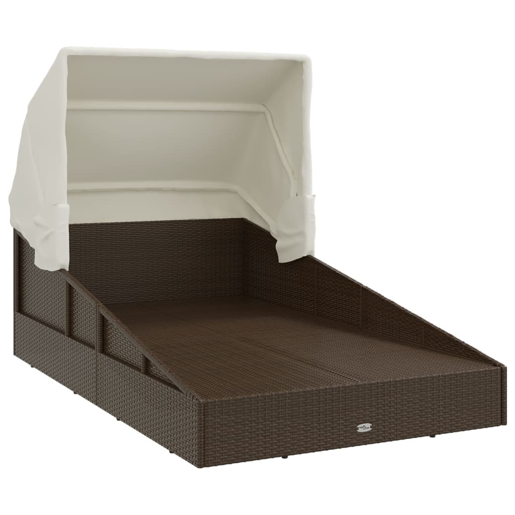 Ligbed Xandra - 200x114x128 cm - inklapbaar dak - bruin