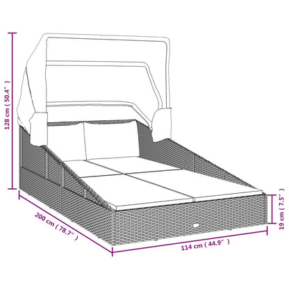 Ligbed Xandra - 200x114x128 cm - inklapbaar dak - bruin