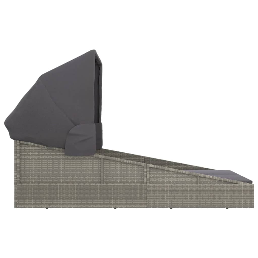 Ligbed Xandra - 200x114x128 cm - inklapbaar dak - grijs