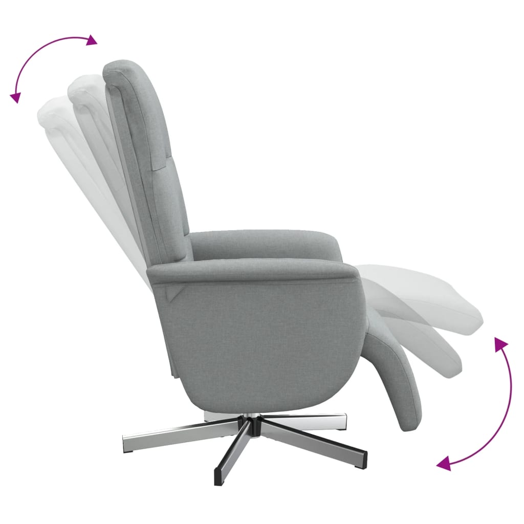 Fauteuil Annette - stof - met voetensteun - lichtgrijs