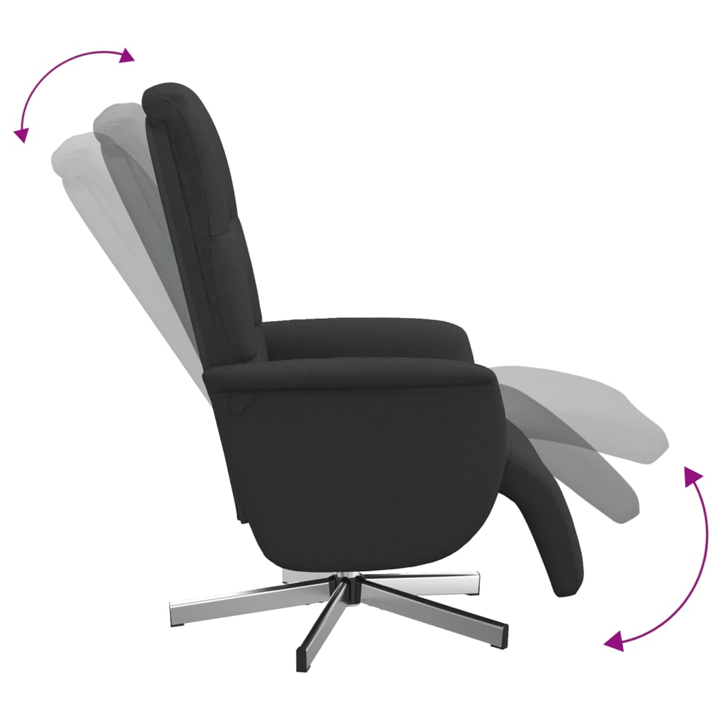 Fauteuil Annette - stof - met voetensteun - zwart