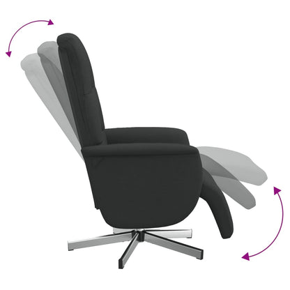 Fauteuil Annette - stof - met voetensteun - zwart