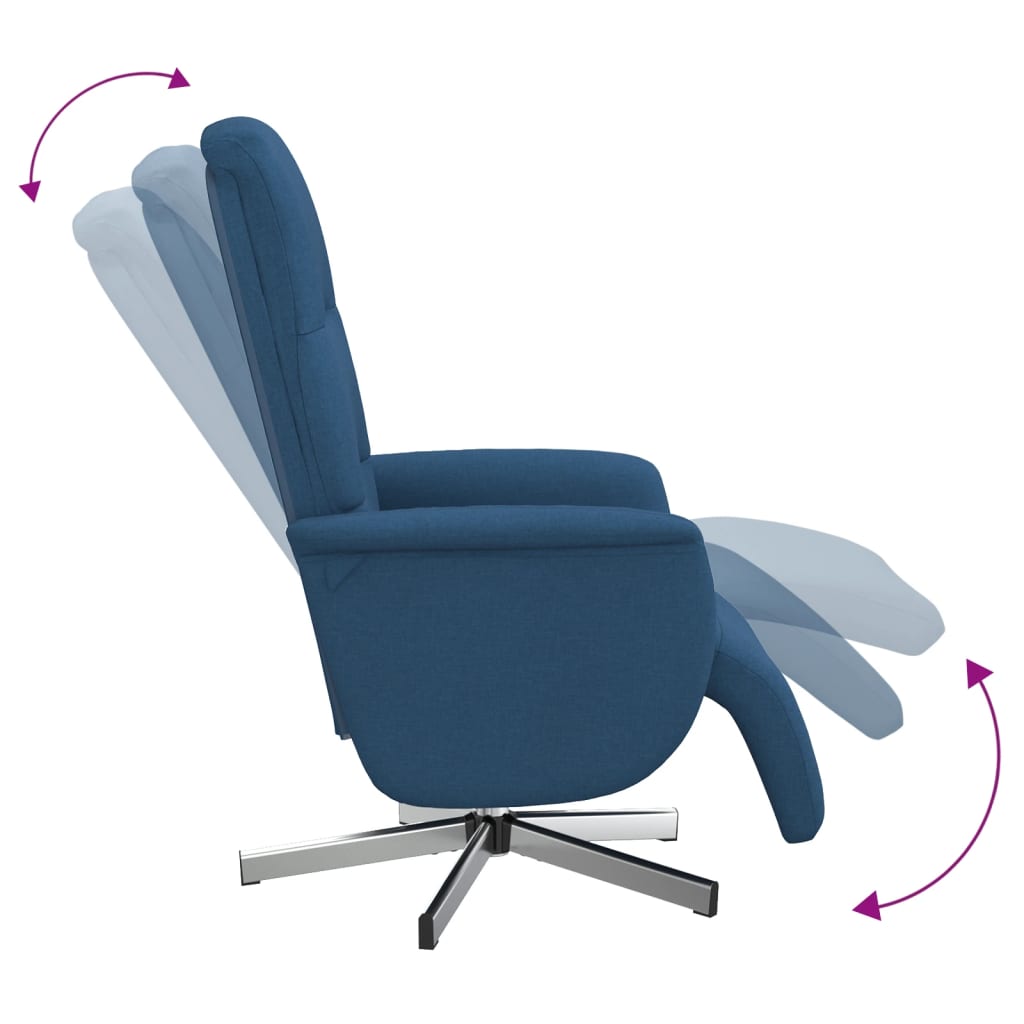 Fauteuil Annette - stof - met voetensteun - blauw