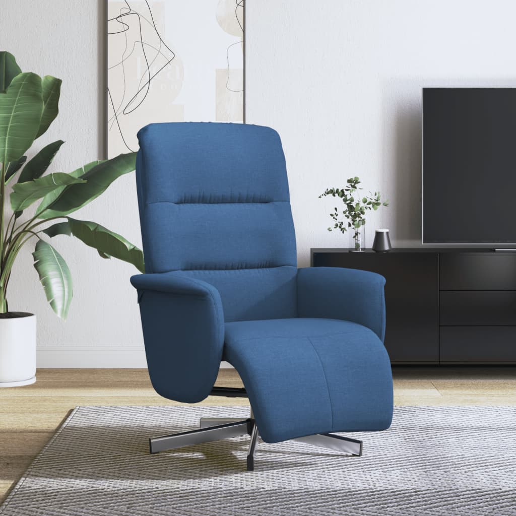 Fauteuil Annette - stof - met voetensteun - blauw