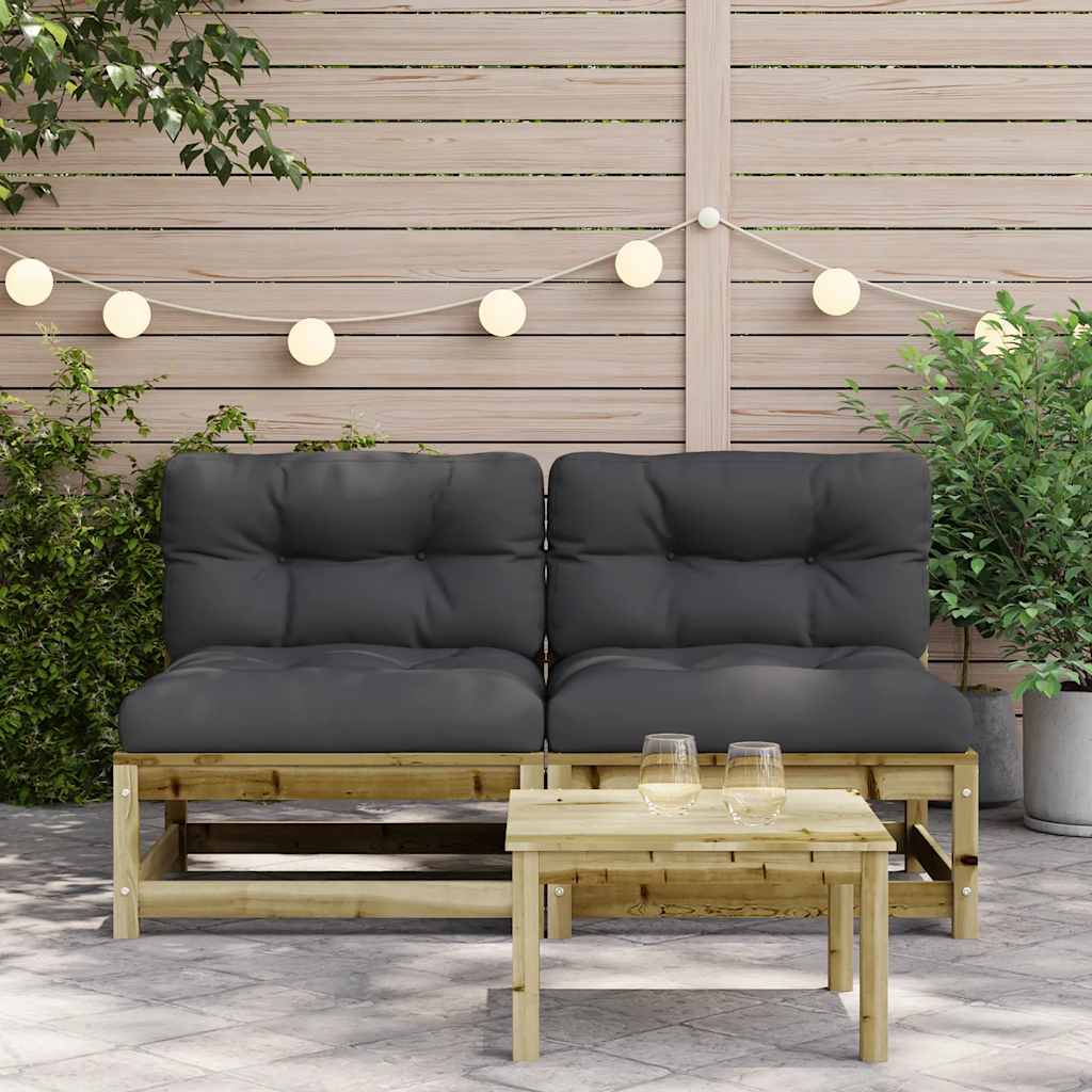Tuinbank Sietske - 2 stuks - met kussens - naturel en antraciet
