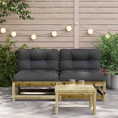 Tuinbank Sietske - 2 stuks - met kussens - naturel en antraciet