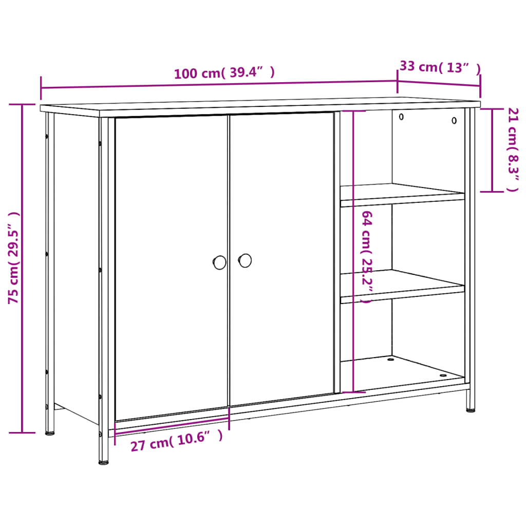 Dressoir Pepijn - bewerkt hout - sonoma eiken