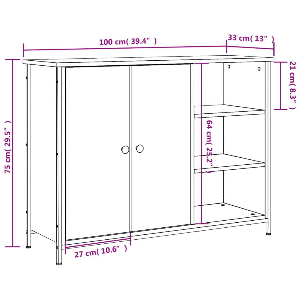 Dressoir Pepijn - bewerkt hout - grijs sonoma