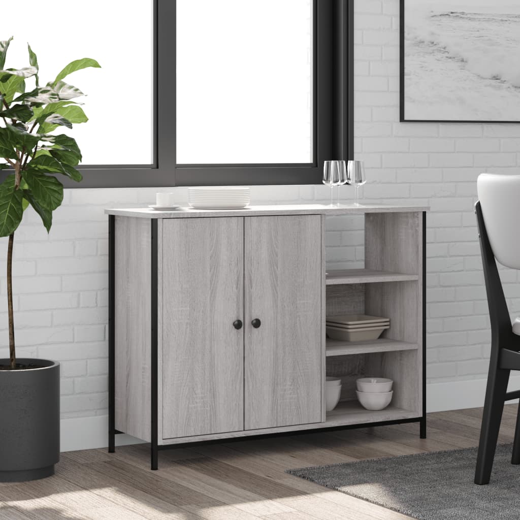 Dressoir Pepijn - bewerkt hout - grijs sonoma