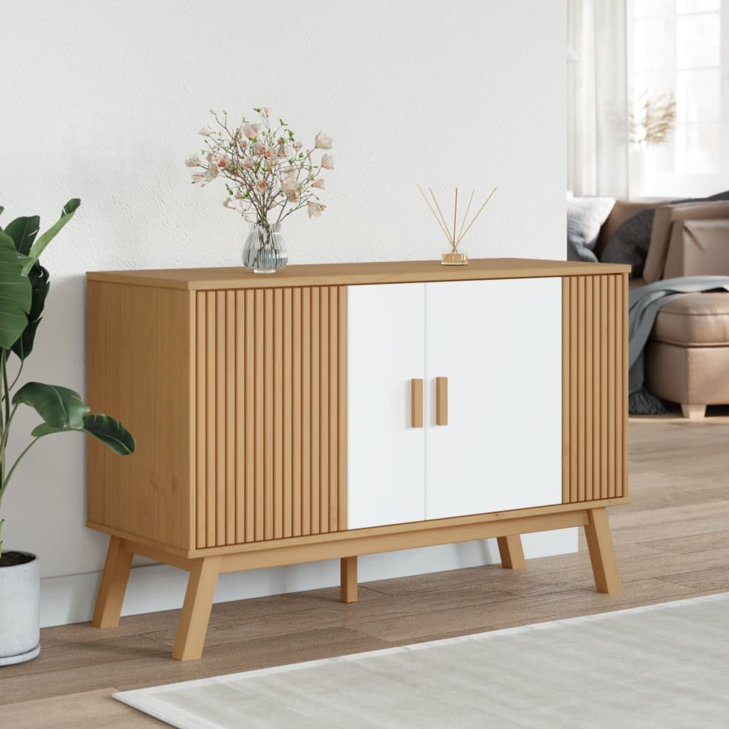 Dressoir Harm - massief grenenhout - wit en bruin