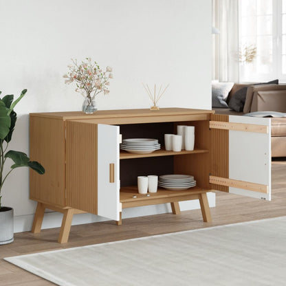 Dressoir Harm - massief grenenhout - wit en bruin