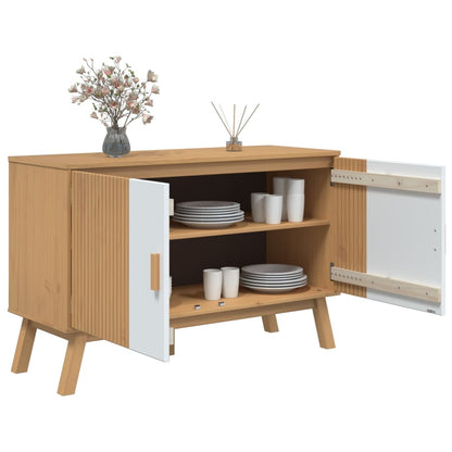 Dressoir Harm - massief grenenhout - wit en bruin