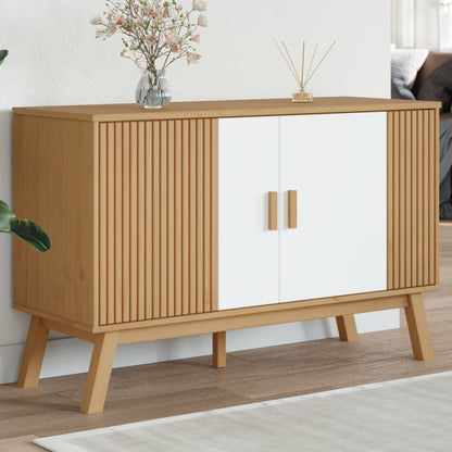 Dressoir Harm - massief grenenhout - wit en bruin