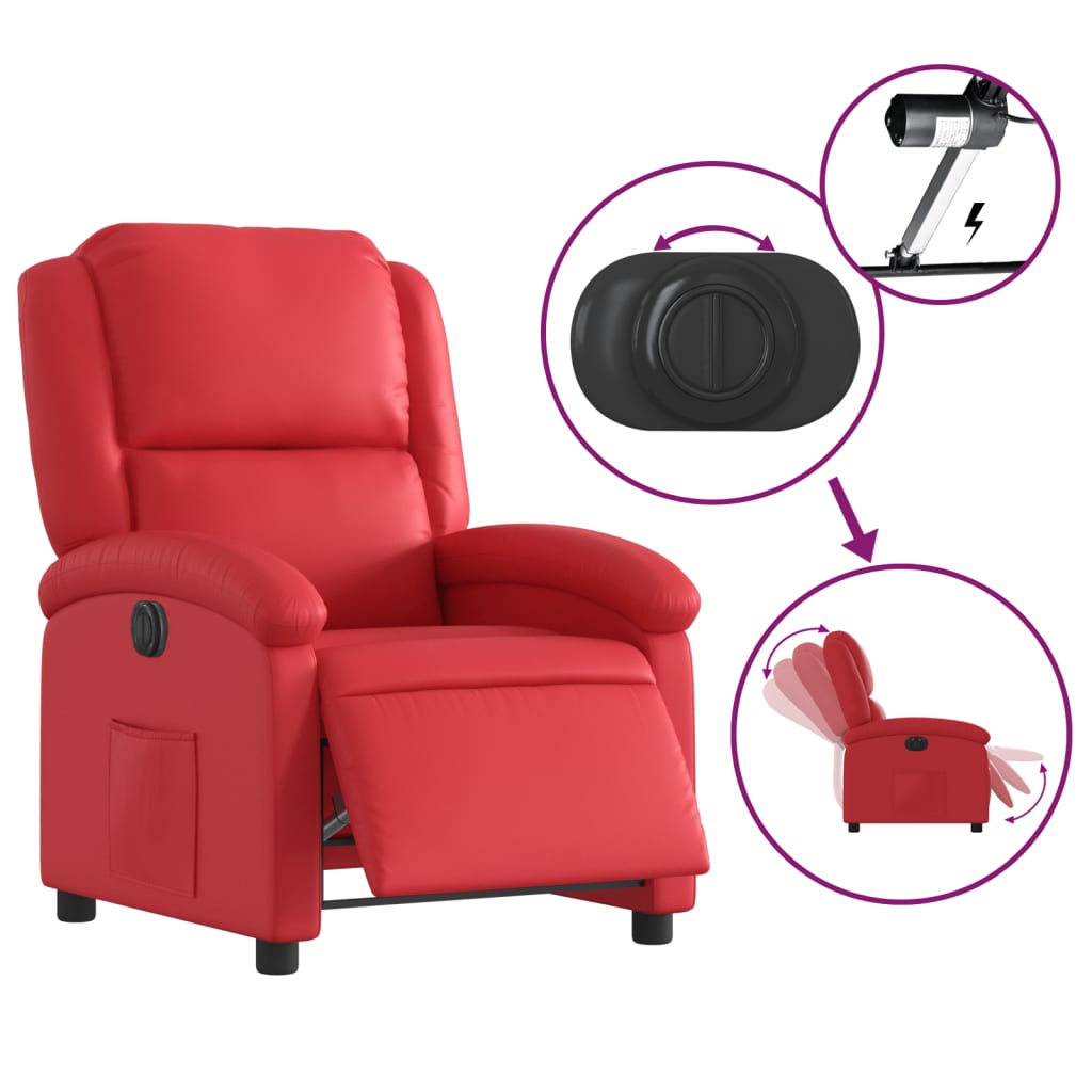 Fauteuil Karlijn - kunstleer - elektrisch verstelbaar - rood