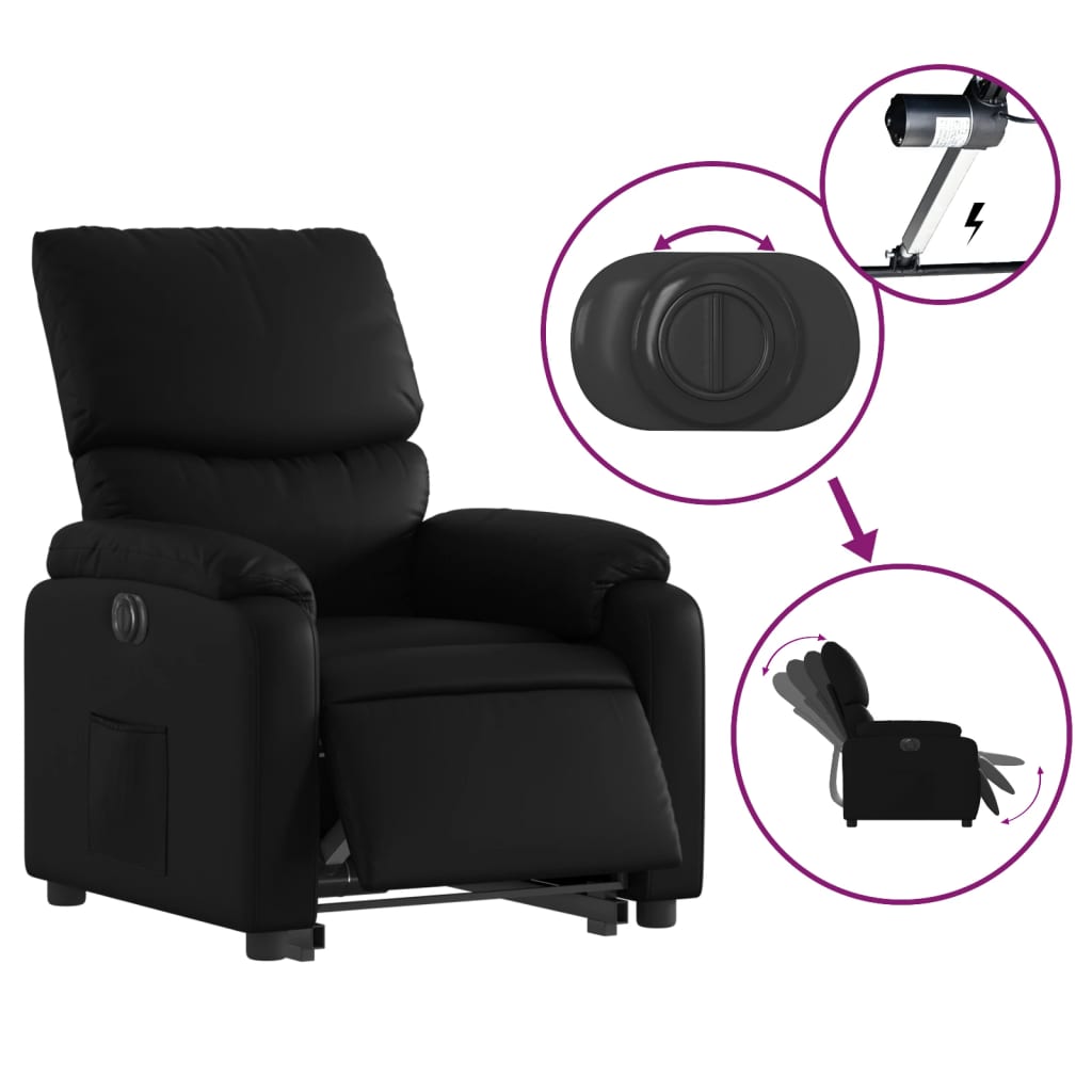 Fauteuil Ninthe - kunstleer - elektrisch - zwart