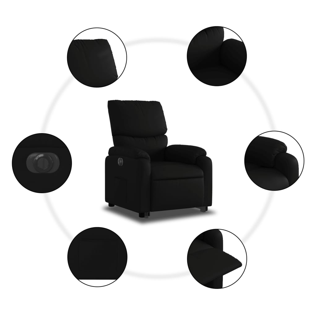 Fauteuil Ninthe - kunstleer - elektrisch - zwart