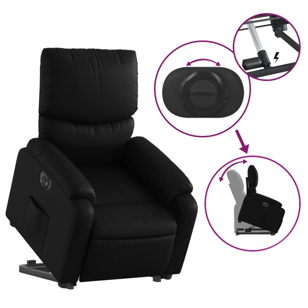 Fauteuil Ninthe - kunstleer - elektrisch - zwart