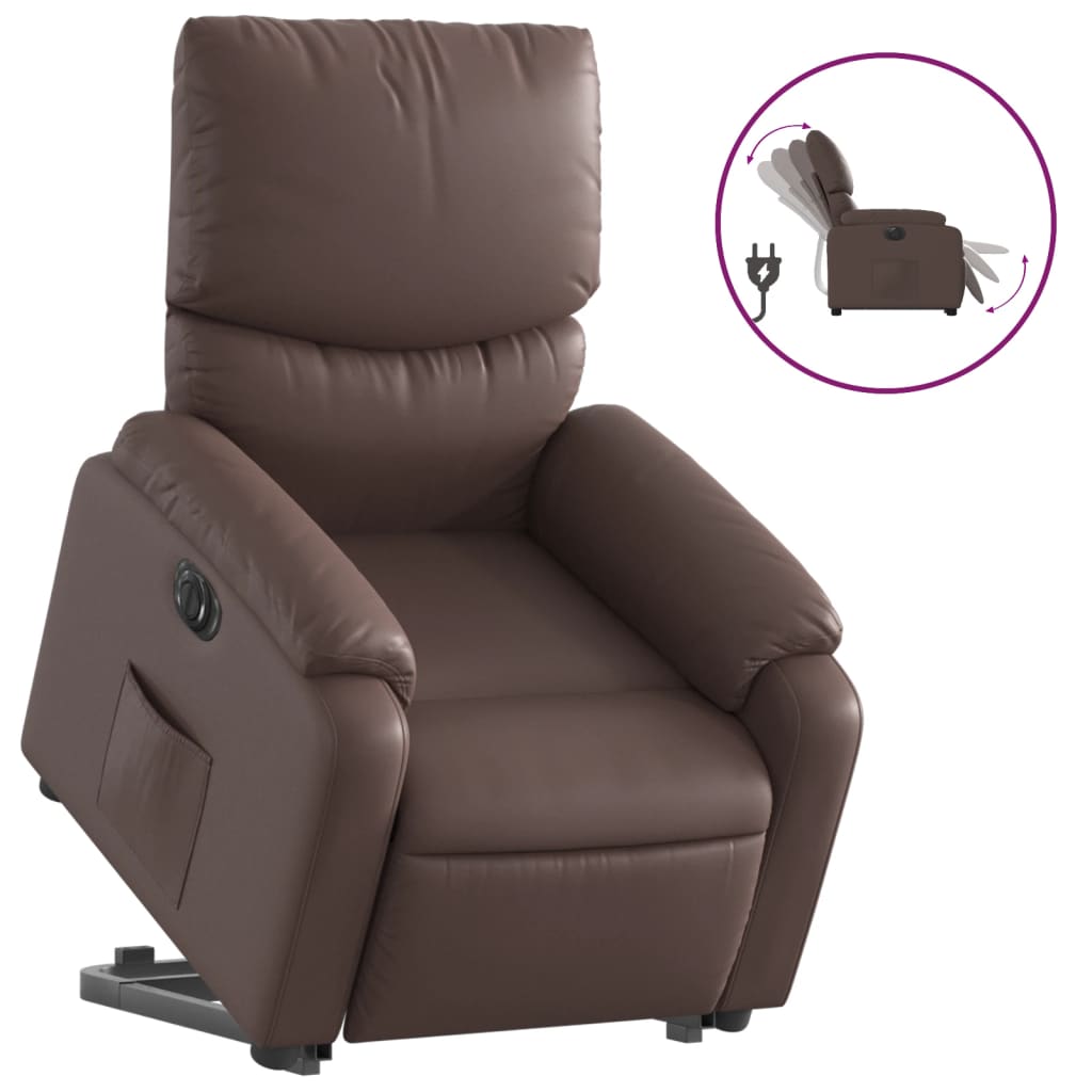 Fauteuil Ninthe - kunstleer - elektrisch - bruin