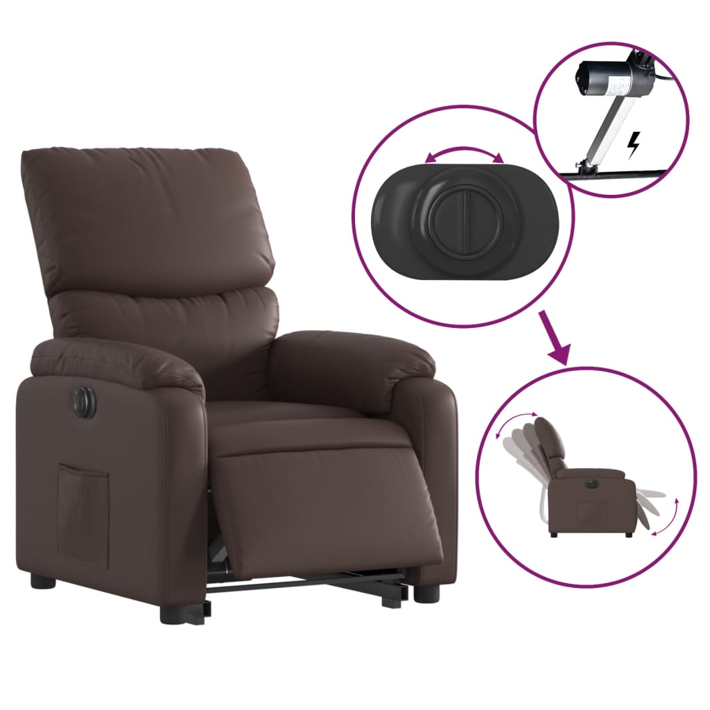 Fauteuil Ninthe - kunstleer - elektrisch - bruin