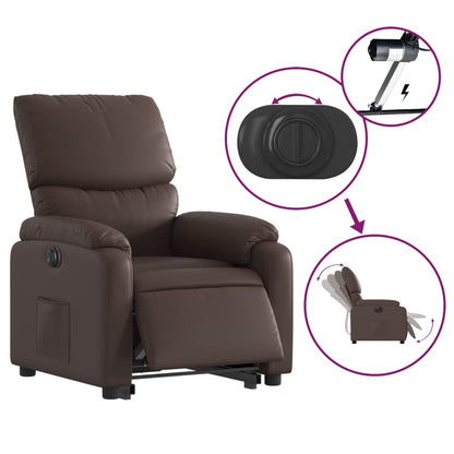 Fauteuil Ninthe - kunstleer - elektrisch - bruin