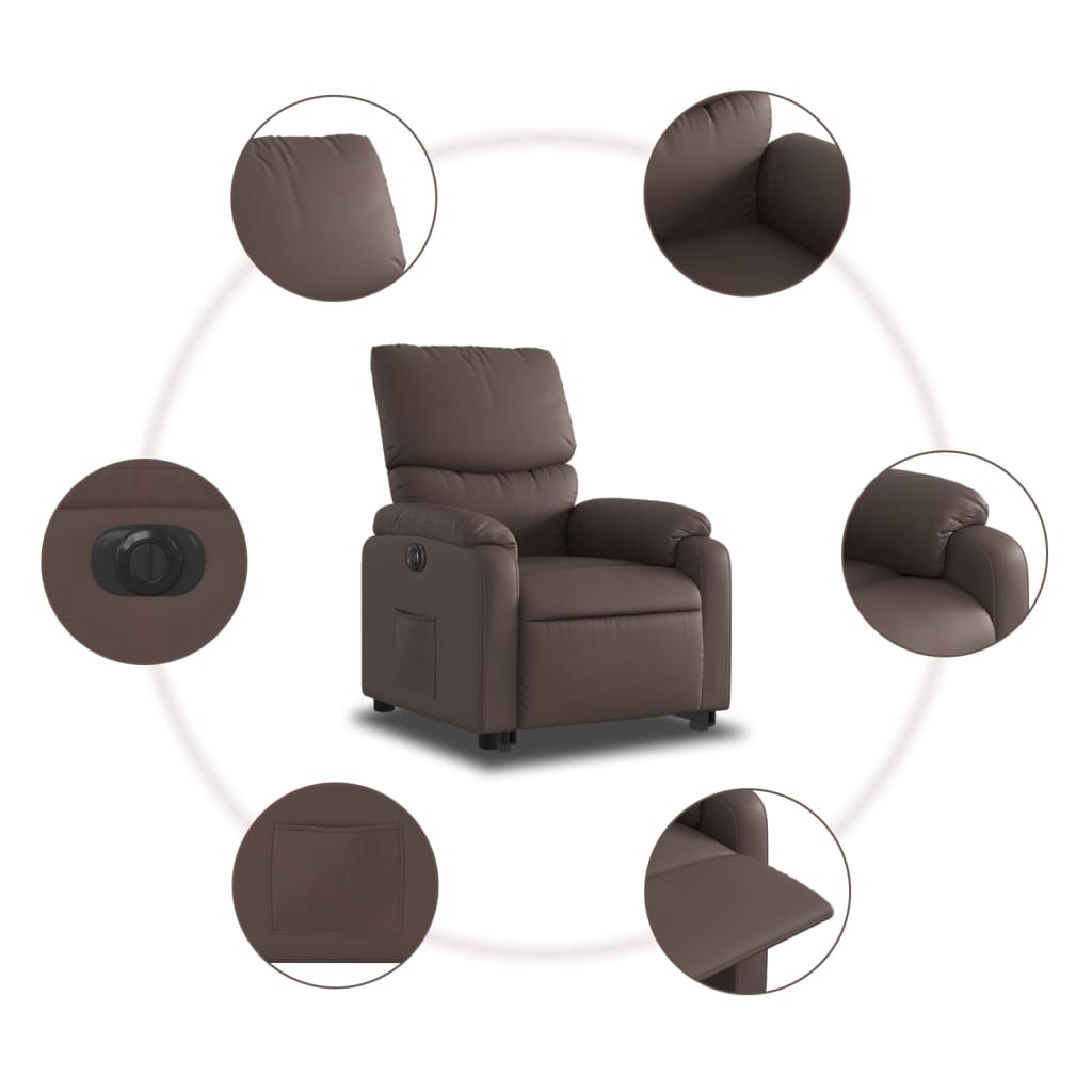 Fauteuil Ninthe - kunstleer - elektrisch - bruin