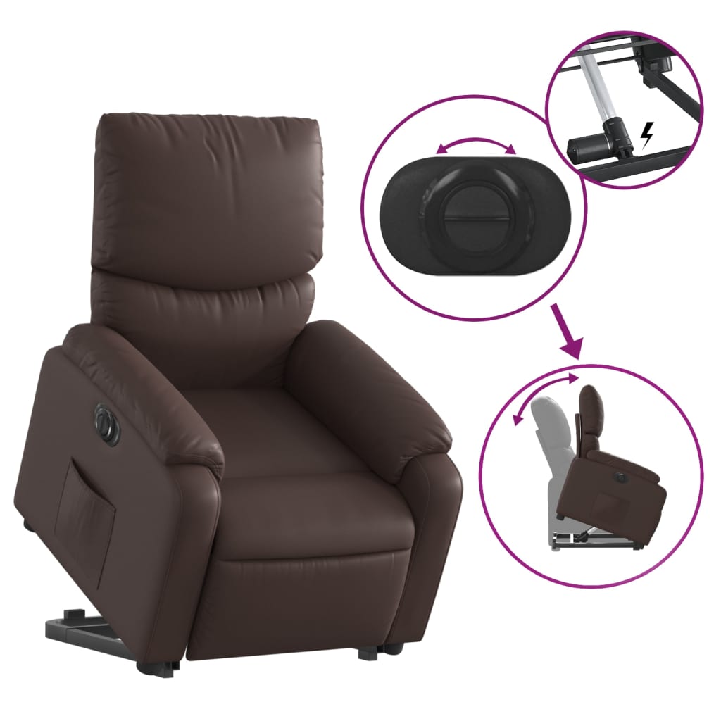 Fauteuil Ninthe - kunstleer - elektrisch - bruin