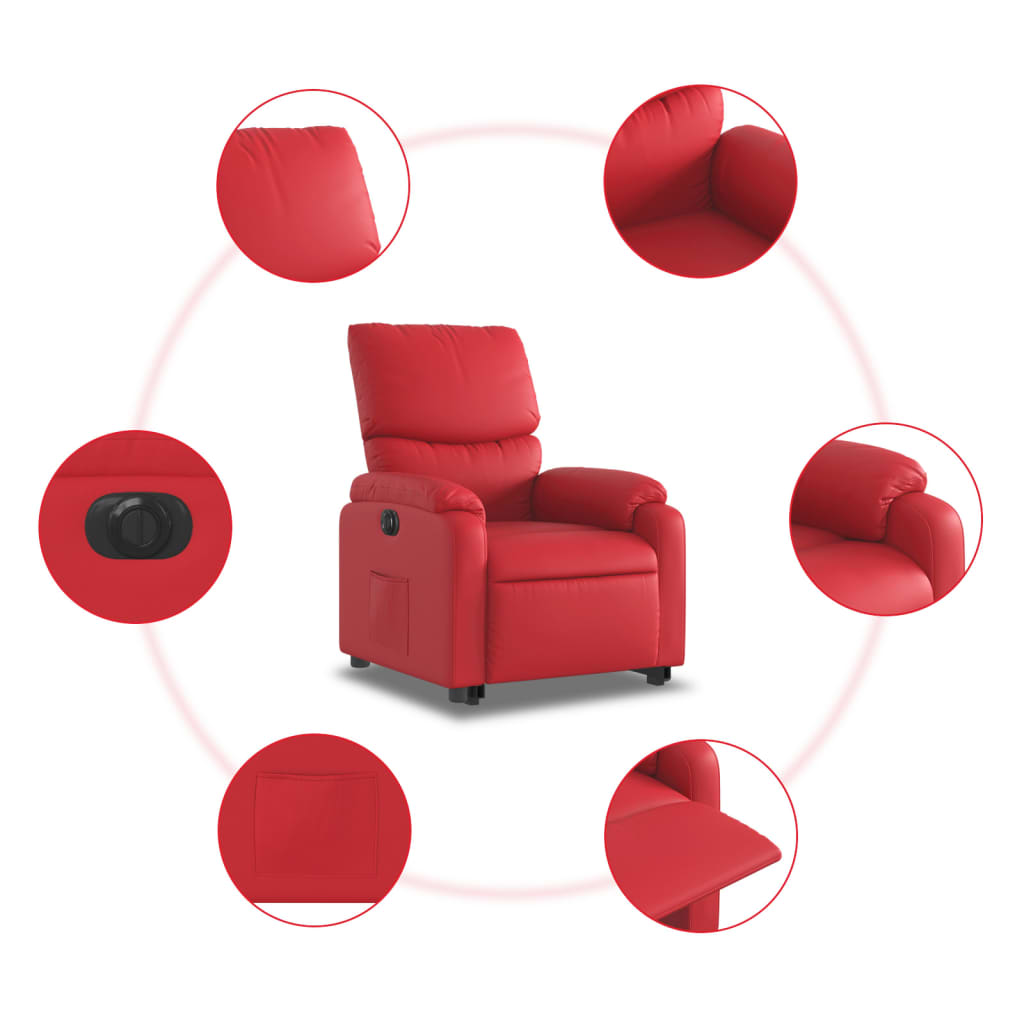 Fauteuil Ninthe - kunstleer - elektrisch - rood