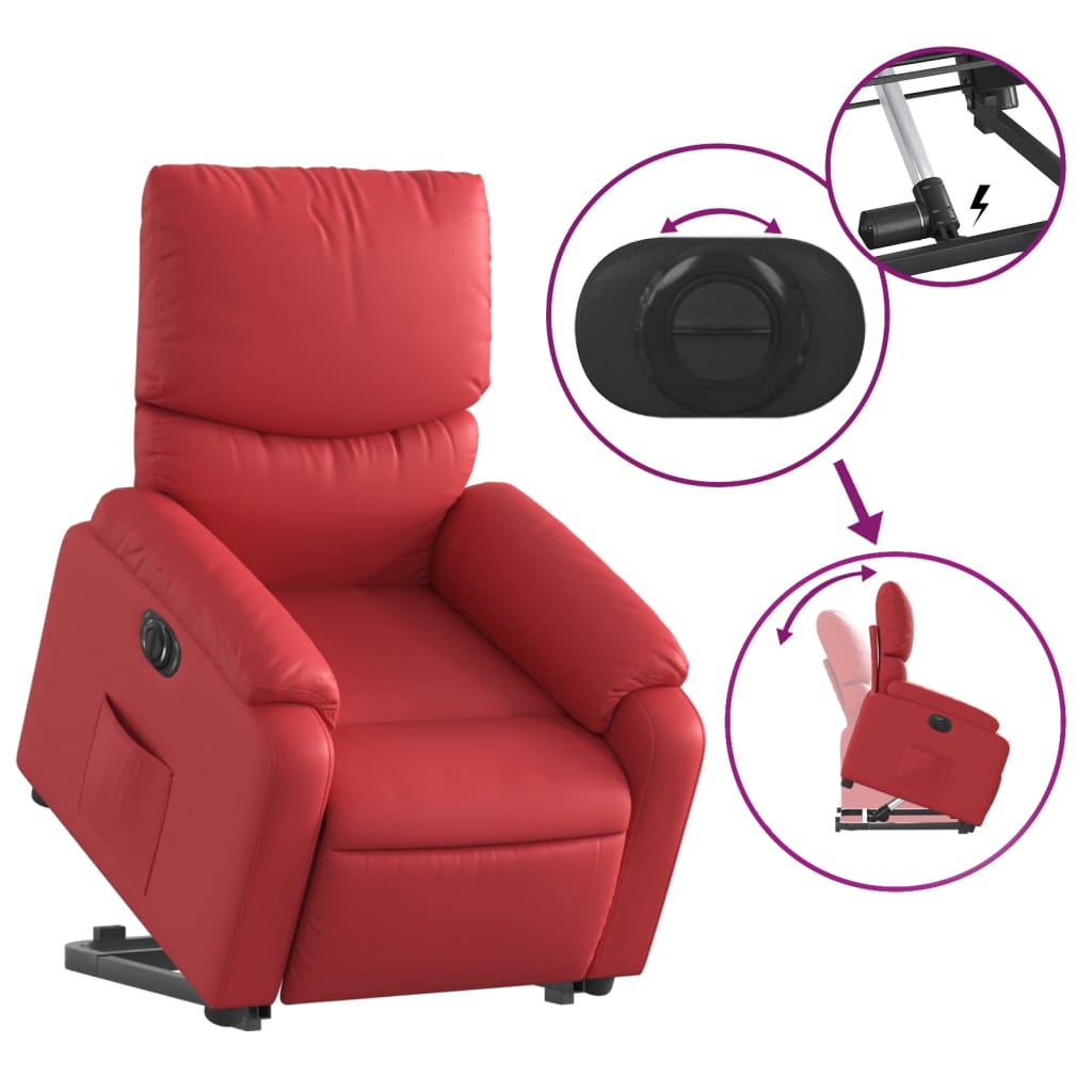Fauteuil Ninthe - kunstleer - elektrisch - rood