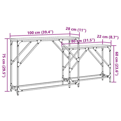 Bijzettafel Felix - bewerkt hout - 2 delig