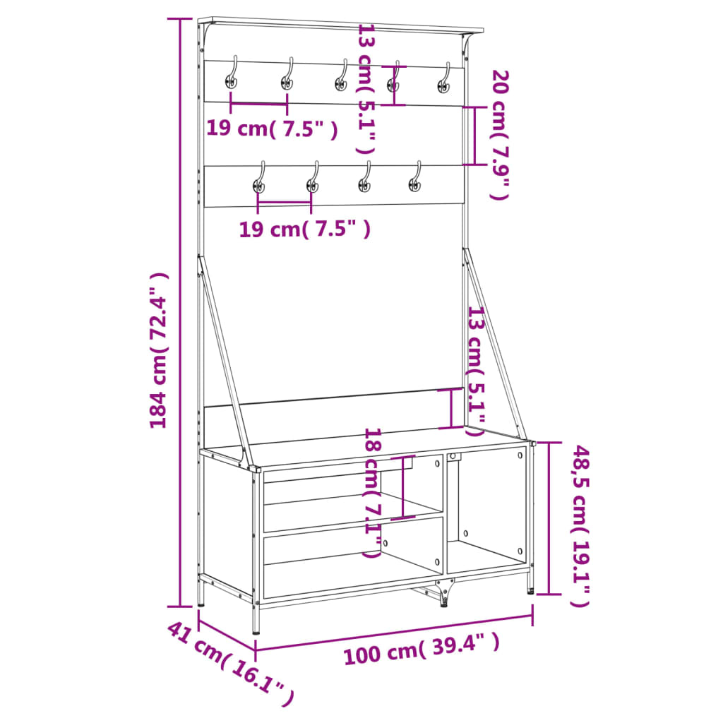 Kledingrek Met Schoenenrek 100X41X184 Cm Kleurig