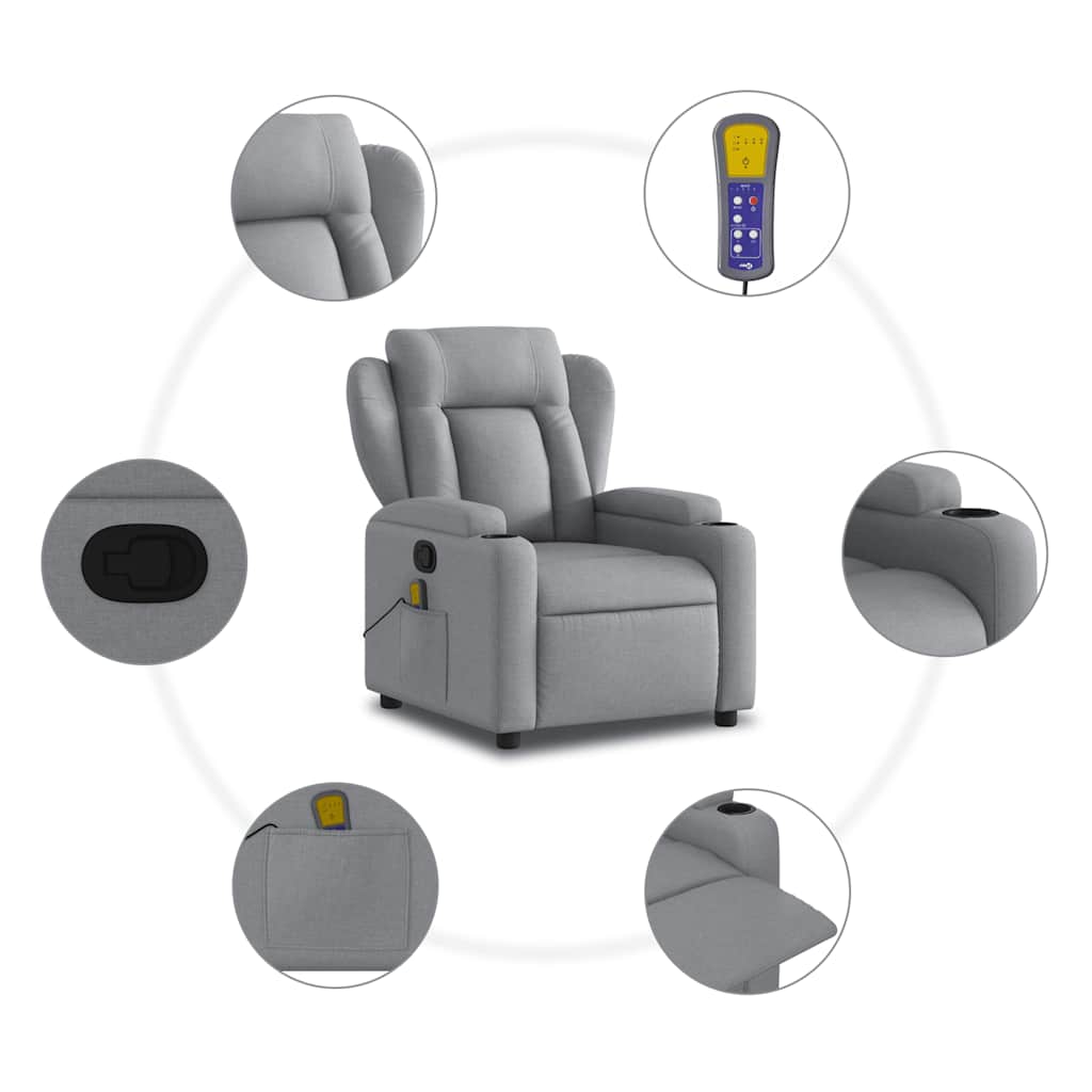 Fauteuil Jorien - met massage - verstelbaar - lichtgrijs
