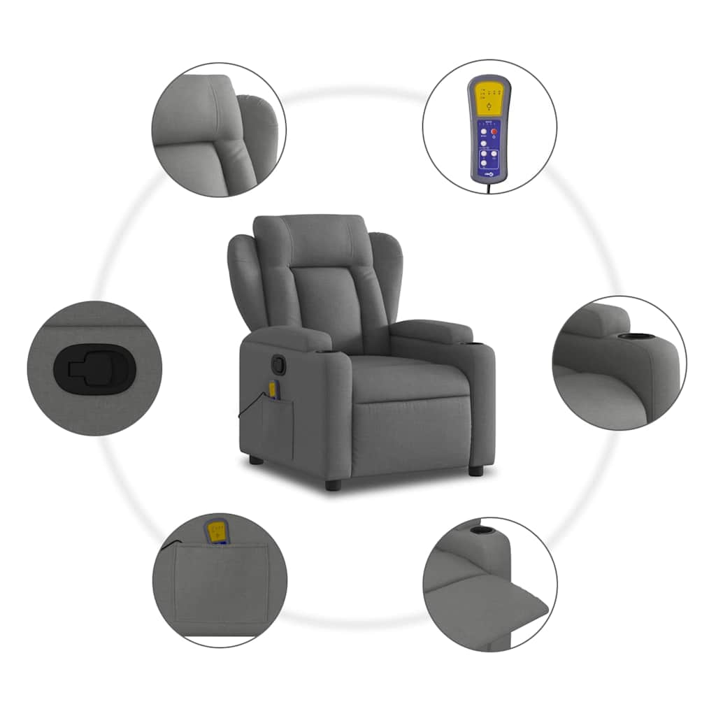 Fauteuil Jorien - met massage - verstelbaar - donkergrijs