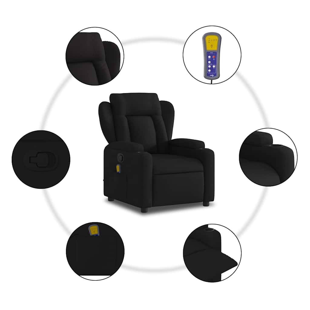 Fauteuil Jorien - met massage - verstelbaar - zwart