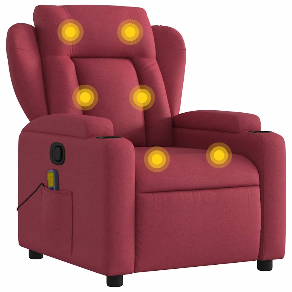 Fauteuil Jorien - met massage - verstelbaar - wijnrood