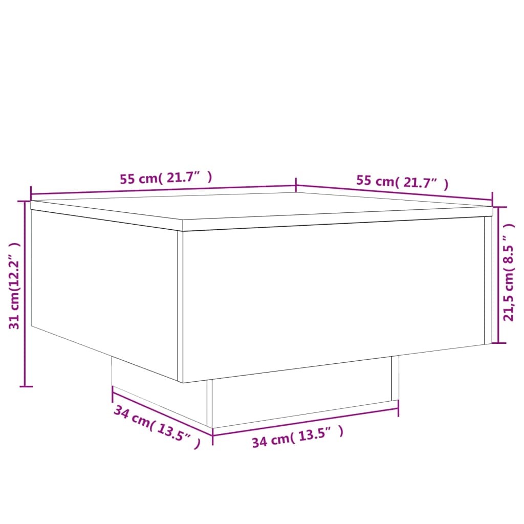 Salontafel Niels - 55 x 55 x 31 cm - wit