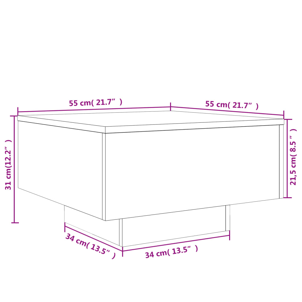 Salontafel Niels - 55 x 55 x 31 cm - sonoma eiken
