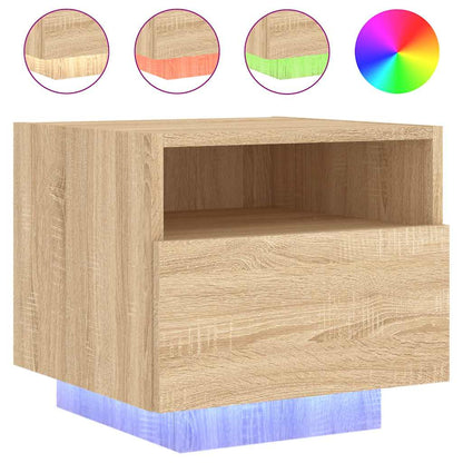 Nachtkastje Violet - bewerkt hout - met LED-verlichting - Sonoma eiken