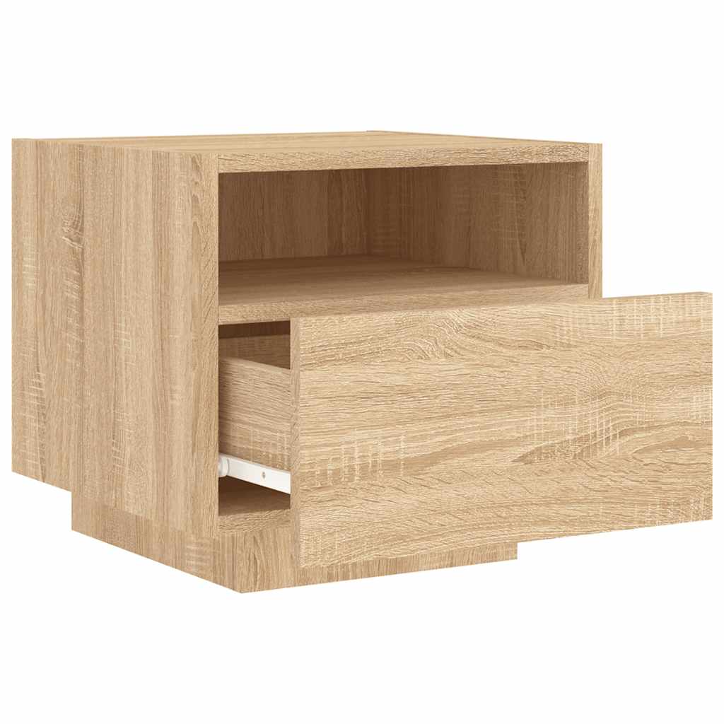 Nachtkastje Violet - bewerkt hout - met LED-verlichting - Sonoma eiken