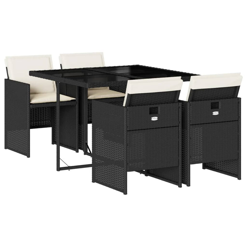 Tuinset Corneel - 5-delig - met kussens - zwart en beige