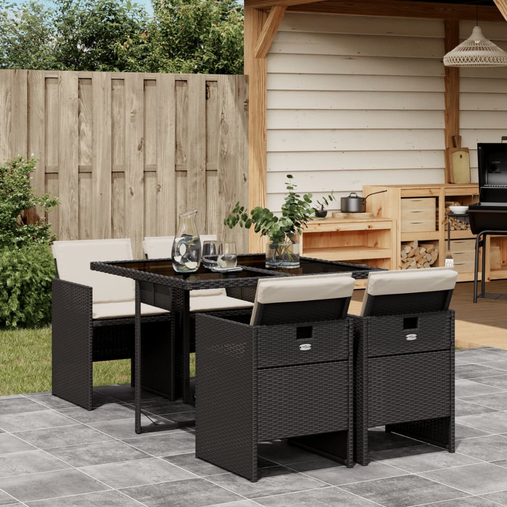 Tuinset Corneel - 5-delig - met kussens - zwart en beige