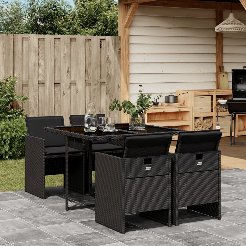 Tuinset Corneel - 5-delig - met kussens - zwart